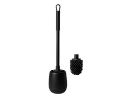 JVS Products Toiletborstel Siliconen met houder - Hygiënisch - Wandmontage - WC Borstel - Extra borstel - Zwart