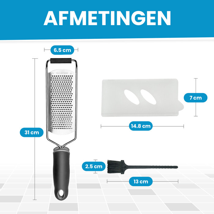 JVS Products Multifunctionele Handrasp - Kaasrasp - Knoflookrasp - Citroenrasp - Gemberrasp - Zilver / Zwart