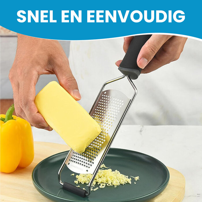 JVS Products Multifunctionele Handrasp - Kaasrasp - Knoflookrasp - Citroenrasp - Gemberrasp - Zilver / Zwart
