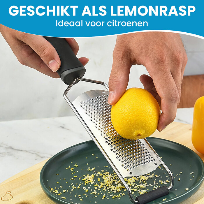 JVS Products Multifunctionele Handrasp - Kaasrasp - Knoflookrasp - Citroenrasp - Gemberrasp - Zilver / Zwart