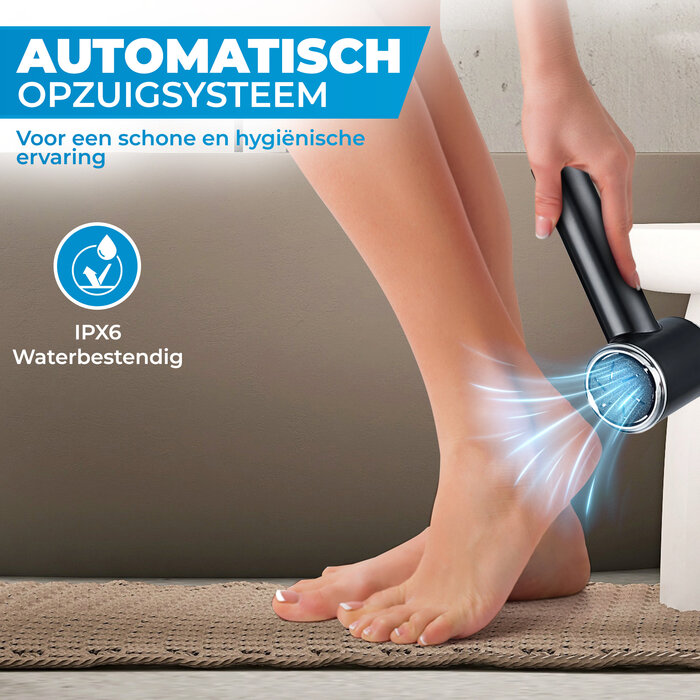 JVS Products Elektrische Eeltverwijderaar - Digitale Display - 4 Verschillende Slijpkoppen - Automatisch Opzuigsysteem - USB-Oplaadbaar - IPX6 Waterbestendig – Voetvijl - Zwart