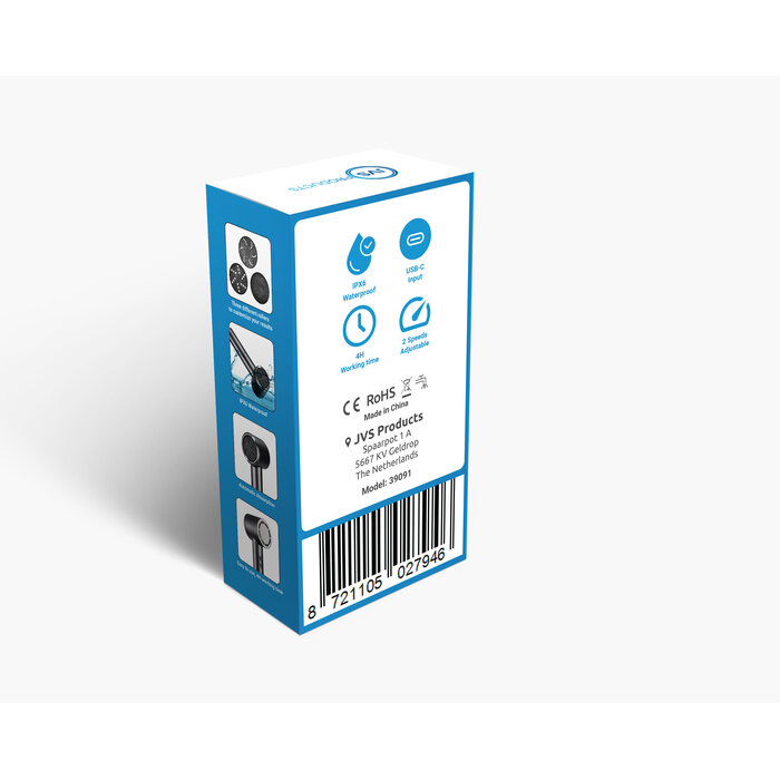 JVS Products Elektrische Eeltverwijderaar - Digitale Display - 4 Verschillende Slijpkoppen - Automatisch Opzuigsysteem - USB-Oplaadbaar - IPX6 Waterbestendig – Voetvijl - Zwart