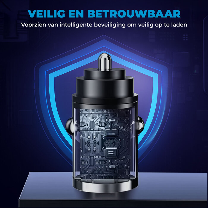 JVS Products Autolader 60W USB C & USB A - Auto oplader - 2 poorten - Snellader - Sigarettenaansteker oplader - Zwart