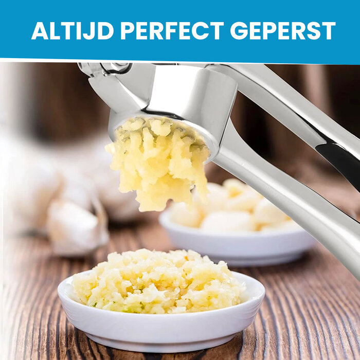 JVS Products Knoflookpers - Gemberpers - Lookpers - Vaatwasser bestendig - Roestvrij - Zilver