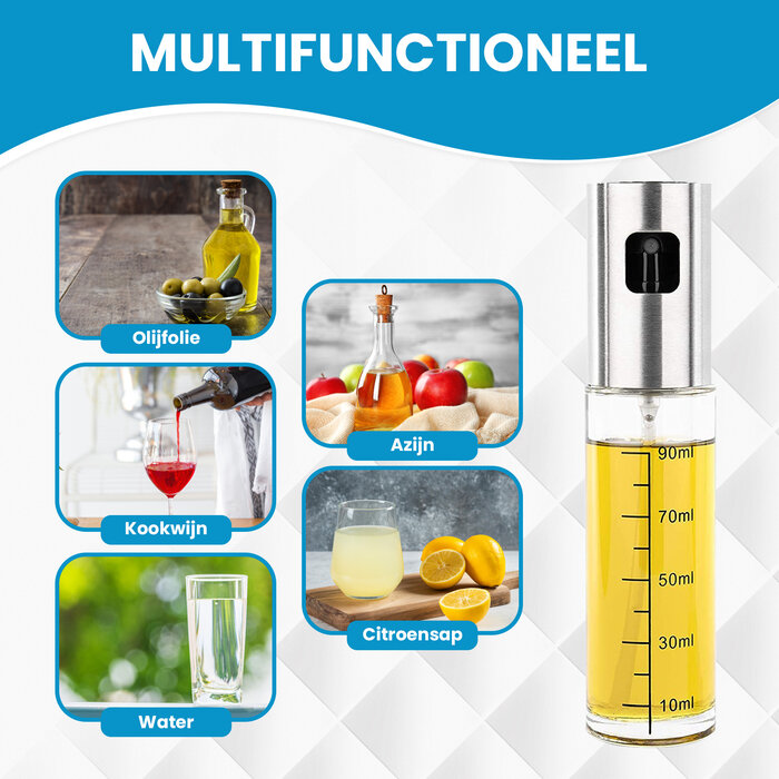 JVS Products Olijfolie Sprayer - Inclusief Trechters & Reinigingsborstels - Navulbaar - Olie Sprayer - Voor Airfryer, Pan & BBQ - Set van 2