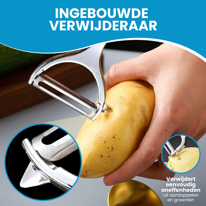 JVS Products Dunschiller Set - Dunschillers - Dunschiller Aardappel - Aardappelschilmesje - Zilver