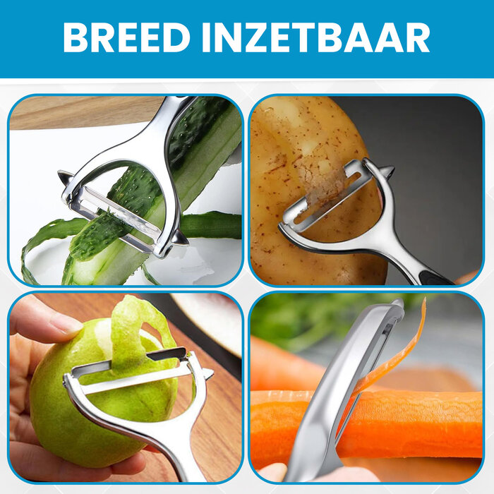 JVS Products Dunschiller Set - Dunschillers - Dunschiller Aardappel - Aardappelschilmesje - Zilver