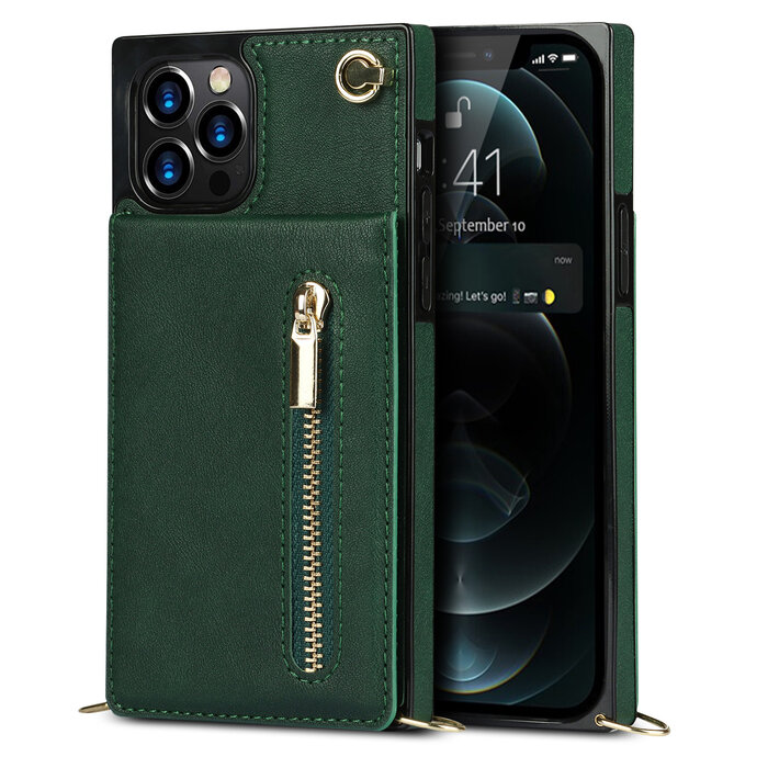 JVS Products Samsung Galaxy S26 Plus hoesje - Backcover - Pasjeshouder - Portemonnee - Koord - Kunstleer - Groen