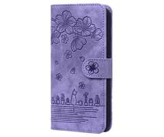 JVS Products Samsung Galaxy S26 Plus hoesje - Bookcase - Koord - Pasjeshouder - Portemonnee - Camerabescherming - Bloemenpatroon - Kunstleer - Paars