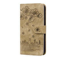 JVS Products Samsung Galaxy S26 Ultra hoesje - Bookcase - Koord - Pasjeshouder - Portemonnee - Camerabescherming - Bloemenpatroon - Kunstleer - Bruin