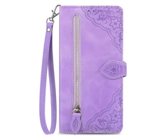 JVS Products Samsung Galaxy S26 hoesje - Bookcase - Koord - Pasjeshouder - Portemonnee - Bloemenpatroon - Kunstleer - Paars