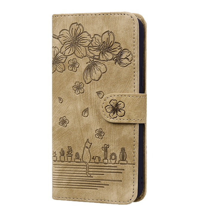 JVS Products Samsung Galaxy S26 hoesje - Bookcase - Koord - Pasjeshouder - Portemonnee - Camerabescherming - Bloemenpatroon - Kunstleer - Bruin