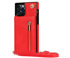 JVS Products Samsung Galaxy S26 Plus hoesje - Backcover - Pasjeshouder - Portemonnee - Koord - Kunstleer - Rood