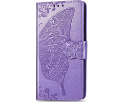 JVS Products Samsung Galaxy A17 hoesje - Bookcase - Pasjeshouder - Portemonnee - Vlinderpatroon - Kunstleer - Paars