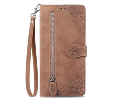 JVS Products Samsung Galaxy A17 hoesje - Bookcase - Koord - Pasjeshouder - Portemonnee - Bloemenpatroon - Kunstleer - Bruin