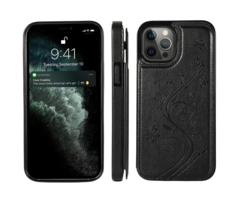 JVS Products Samsung Galaxy A37 hoesje - Backcover - Pasjeshouder - Portemonnee - Bloemenprint - Kunstleer - Zwart