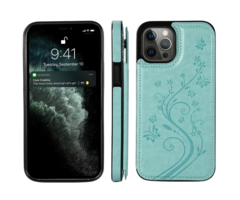 JVS Products Samsung Galaxy A17 hoesje - Backcover - Pasjeshouder - Portemonnee - Bloemenprint - Kunstleer - Turquoise