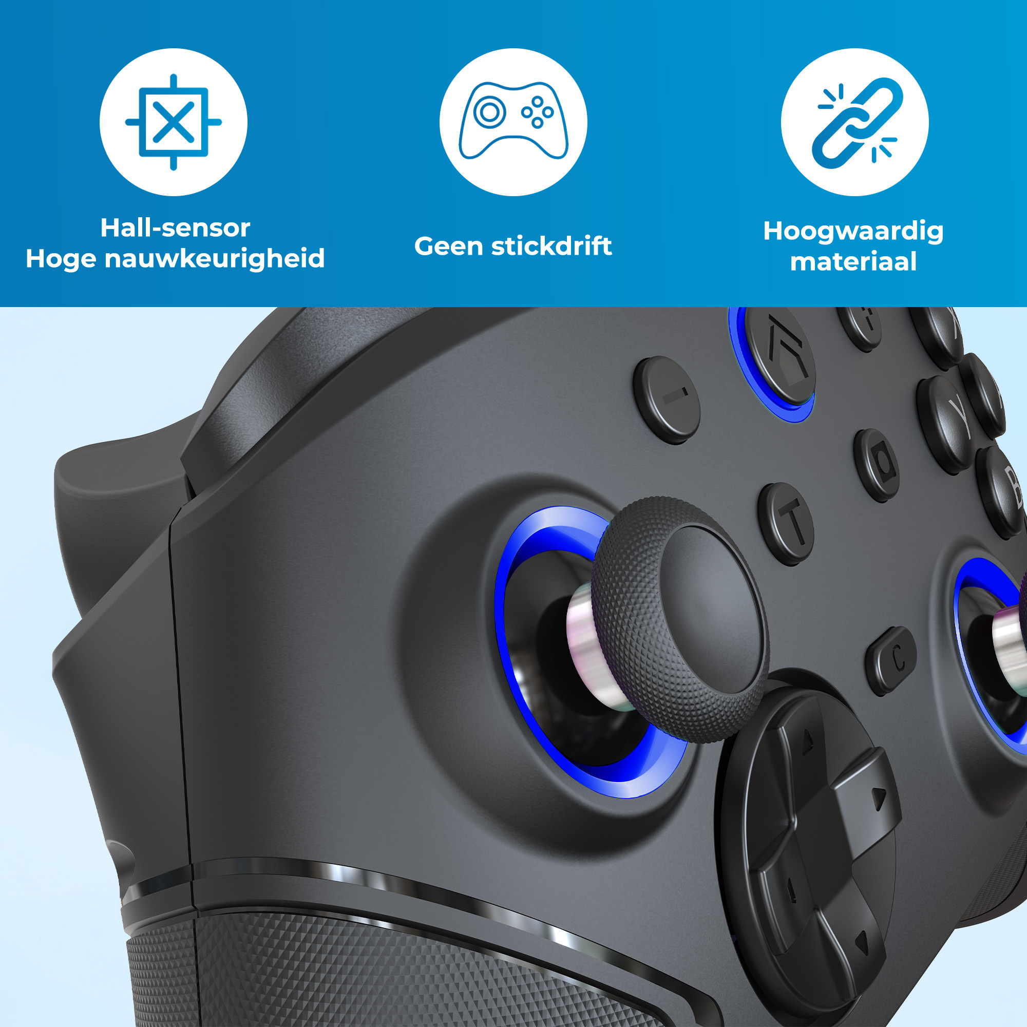 JVS Products Draadloze Pro Controller - Geschikt voor Nintendo Switch en Nintendo Switch 2 - Macro Knoppen - RGB Verlichting - Hall Effect Joystick - Ergonomische Grip - Zwart