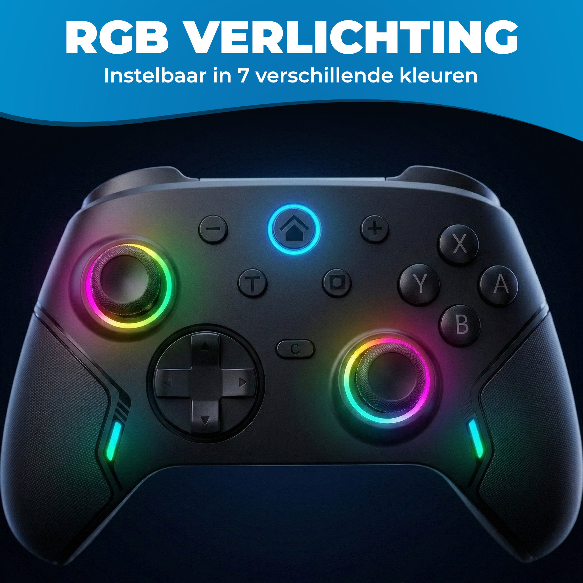 JVS Products Draadloze Pro Controller - Geschikt voor Nintendo Switch en Nintendo Switch 2 - Macro Knoppen - RGB Verlichting - Hall Effect Joystick - Ergonomische Grip - Zwart