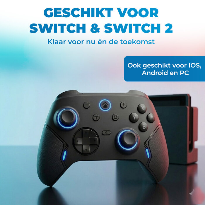JVS Products Draadloze Pro Controller - Geschikt voor Nintendo Switch en Nintendo Switch 2 - Macro Knoppen - RGB Verlichting - Hall Effect Joystick - Ergonomische Grip - Zwart