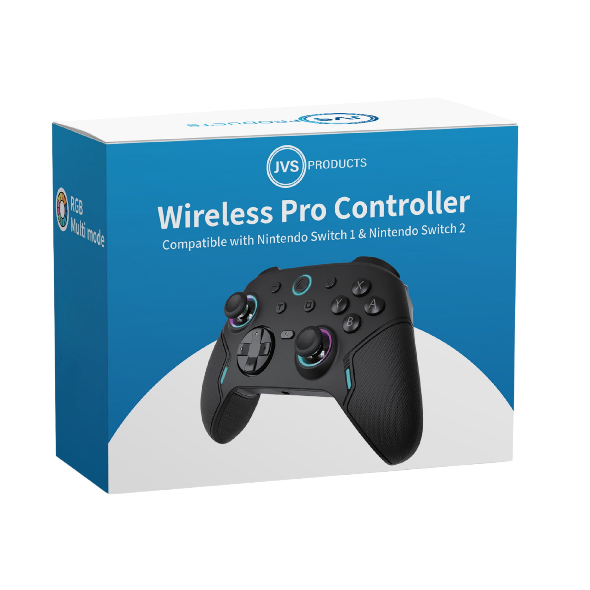 JVS Products Draadloze Pro Controller - Geschikt voor Nintendo Switch en Nintendo Switch 2 - Macro Knoppen - RGB Verlichting - Hall Effect Joystick - Ergonomische Grip - Zwart