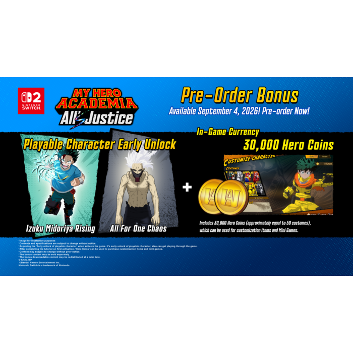 Bandai Namco Nintendo Switch 2 My Hero Academia: All's Justice + Pre-Order Bonus