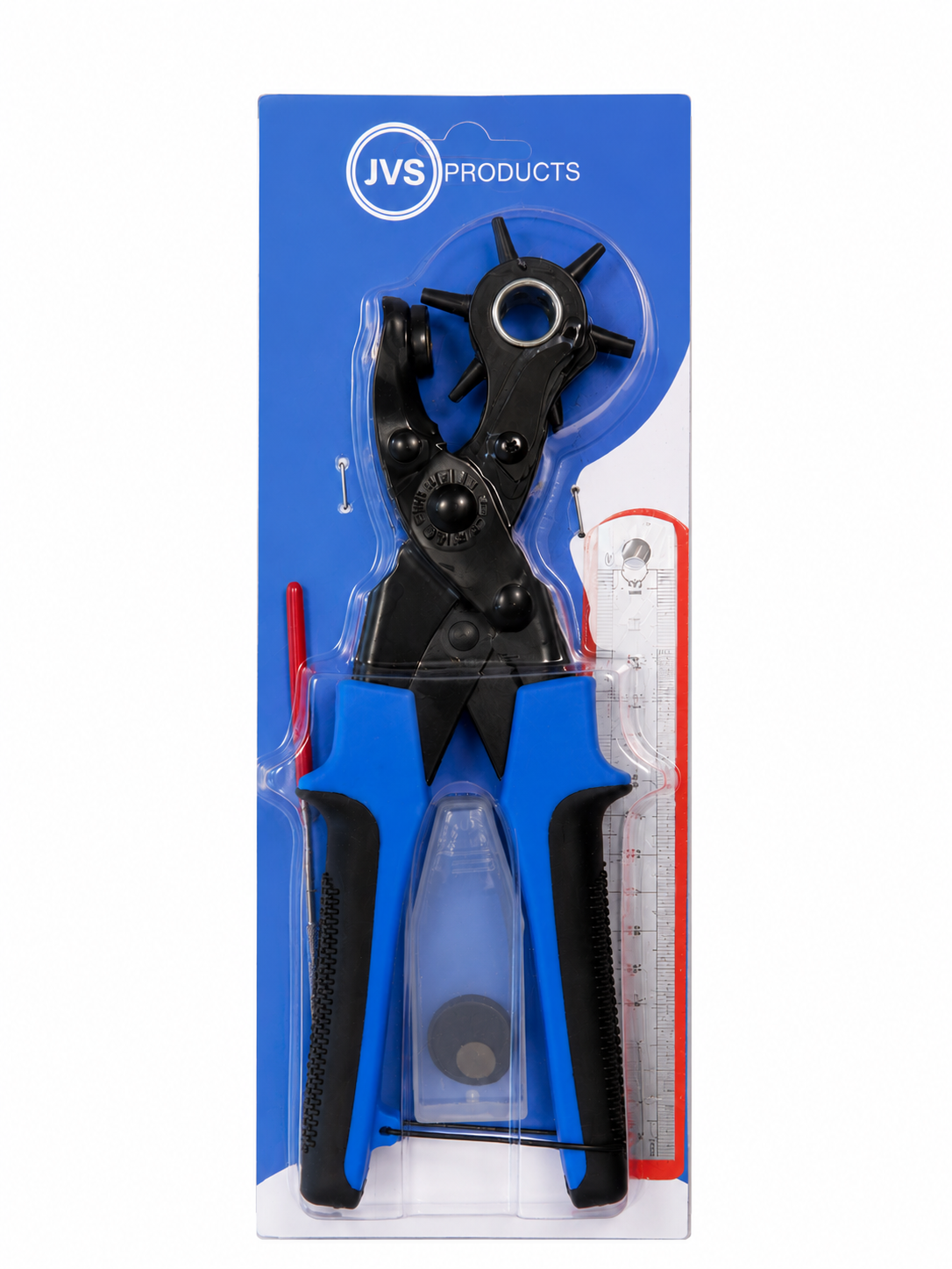 JVS Products Gaatjestang - Gaatjesmaker - Ponstang - Riem - 5-delige Set - Blauw/Zwart - Met Handvaten - Met Onderdelen
