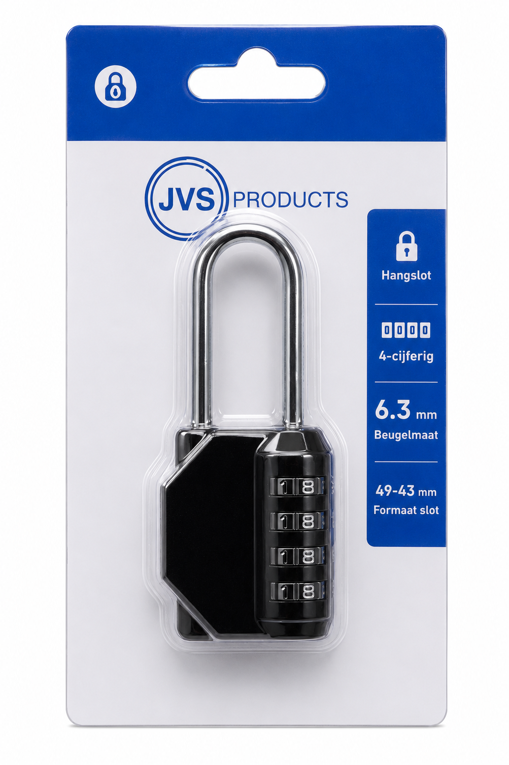 JVS Products Hangslot - Cijferslot - Hangcijferslot - Met Cijfercode - 106mm - Zwart