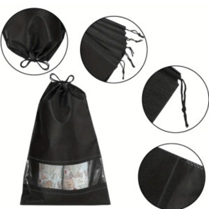 JVS Products Schoenenzakken - 10 Stuks - Schoenentas - Reistas en Opbergtas - Waterafstotend - Travel Organizer - Zwart