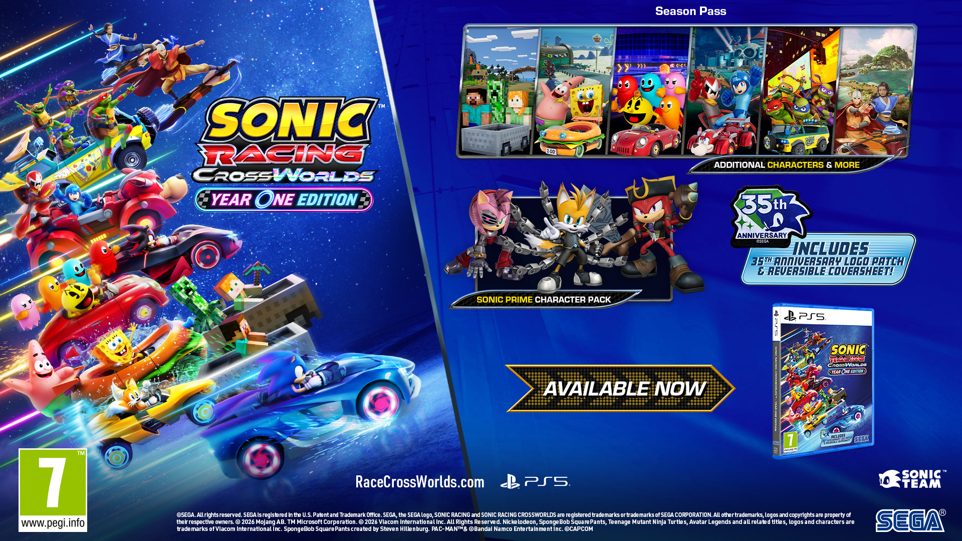 SEGA PS5 Sonic Racing CrossWorlds - Year One Edition (inclusief woven Patch)