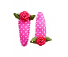 Hippe Knipjes haarknipje fel roze met witte stip en roze roosje