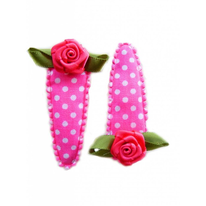 Hippe Knipjes haarknipje fel roze met witte stip en roze roosje