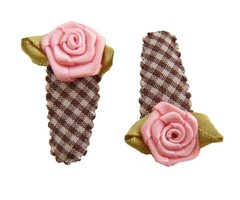Hippe Knipjes haarknipje baby choco ruitje roze roosje