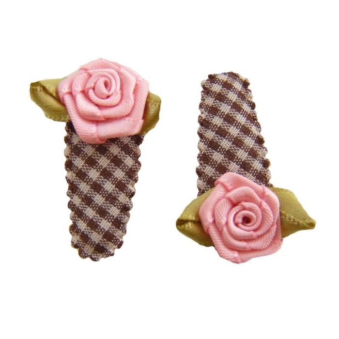 Hippe Knipjes haarknipje baby choco ruitje roze roosje