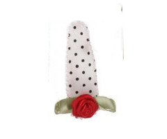 Hippe Knipjes haarknipje polkadot wit satijn rood roosje