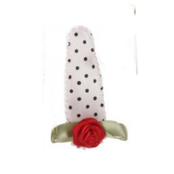 Hippe Knipjes haarknipje polkadot wit satijn rood roosje