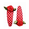 Hippe Knipjes haarknipje polkadot rood met rood roosje
