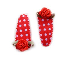 Hippe Knipjes haarknipje baby polkadot rood met roosje