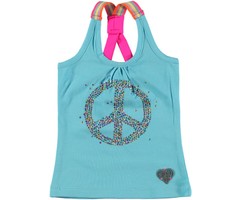 Kidz-Art kleurrijke meisjeskleding outlet X-top peace aqua