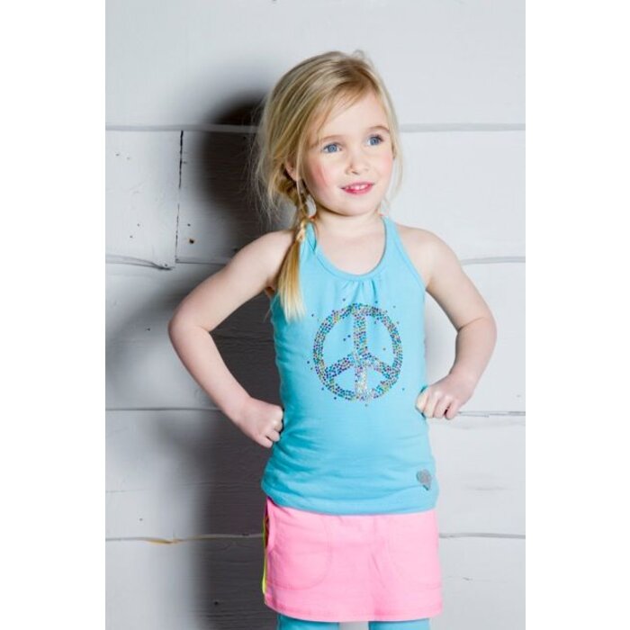 Kidz-Art kleurrijke meisjeskleding outlet X-top peace aqua