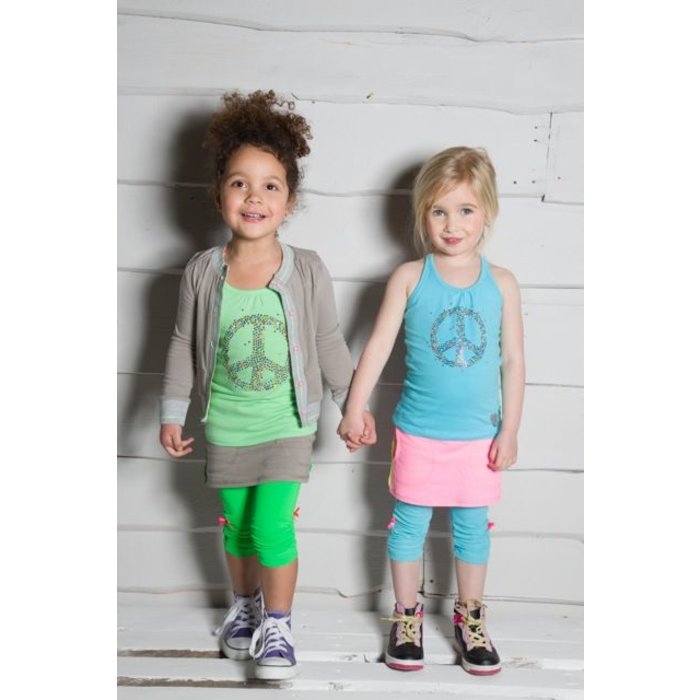 Kidz-Art kleurrijke meisjeskleding outlet X-top peace aqua