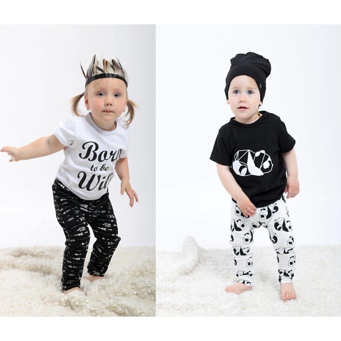 Roos & Tijn Design soft stretch broekje pinguins