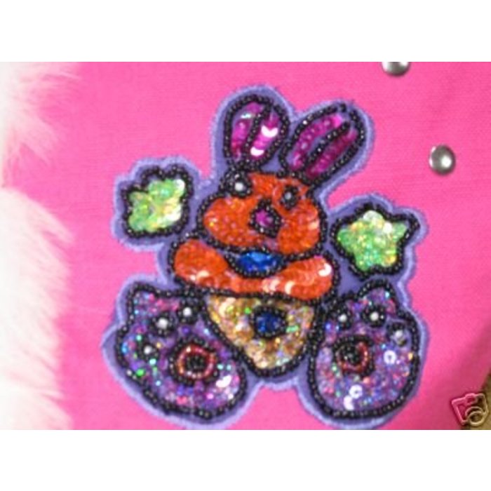 Beauregard canvas damestas met bling & badges