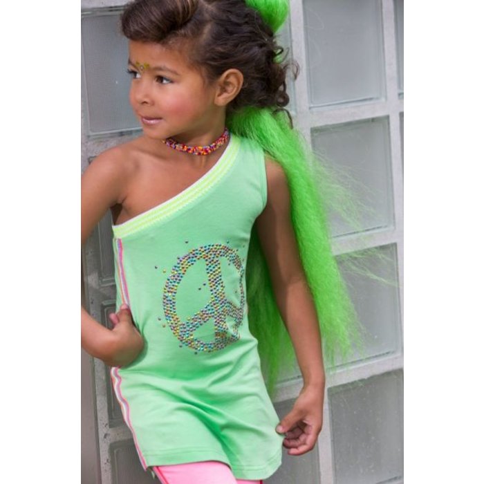 Kidz-Art kleurrijke meisjeskleding outlet Asymetrisch jurkje Peace