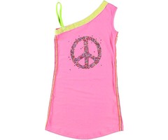 Kidz-Art kleurrijke meisjeskleding outlet Asymetrisch jurkje Peace