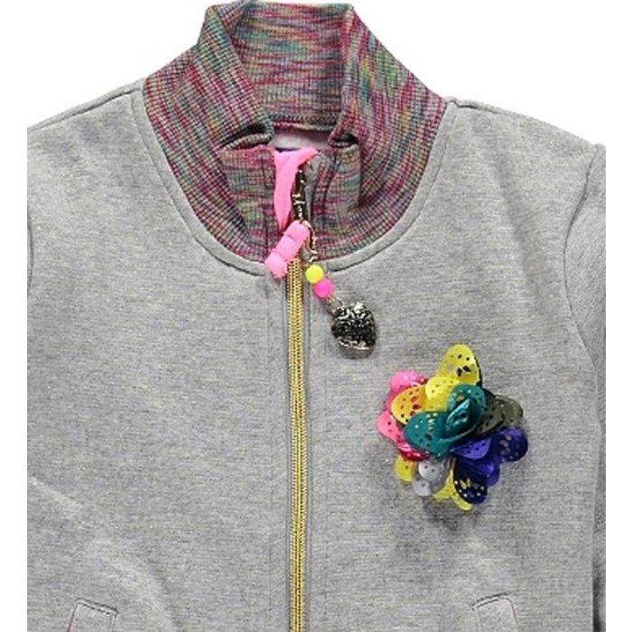 Kidz-Art kleurrijke meisjeskleding outlet sportief sweat jurkje grey