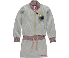 Kidz-Art kleurrijke meisjeskleding outlet sportief sweat jurkje grey