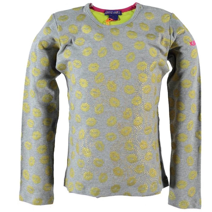 Kidz-Art kleurrijke meisjeskleding outlet longsleeve kisses gold