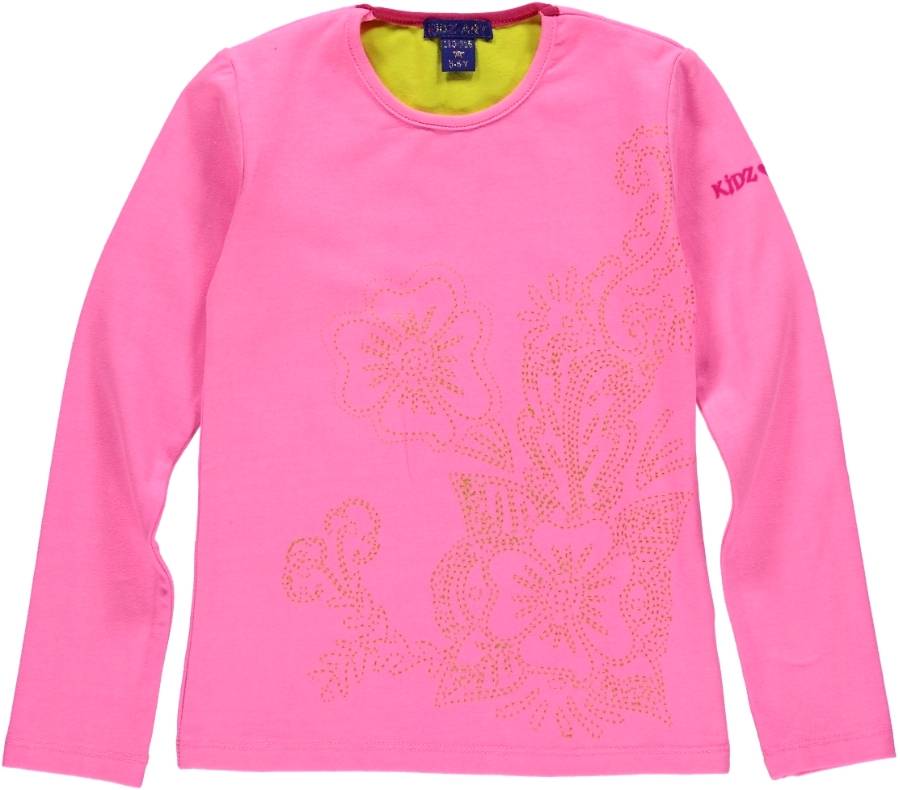 Kidz-Art kleurrijke meisjeskleding outlet longsleeve bright pink