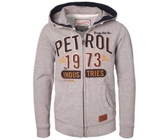 Petrol Industries sweatvest grey met stoere emblemen